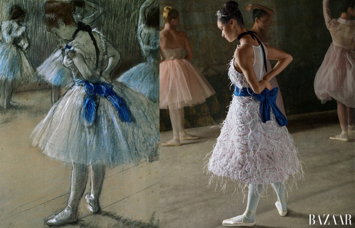 Copeland as Degas's"Dancer" in a top and skirt by Carolina Herrera.