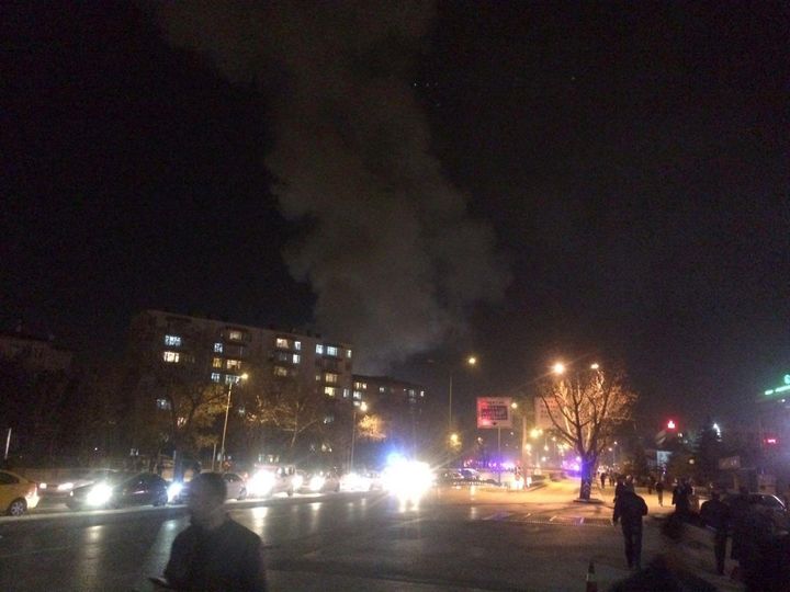 Smoke rising over buildings in the capital of Ankara. An explosion rocked the city on Wednesday.