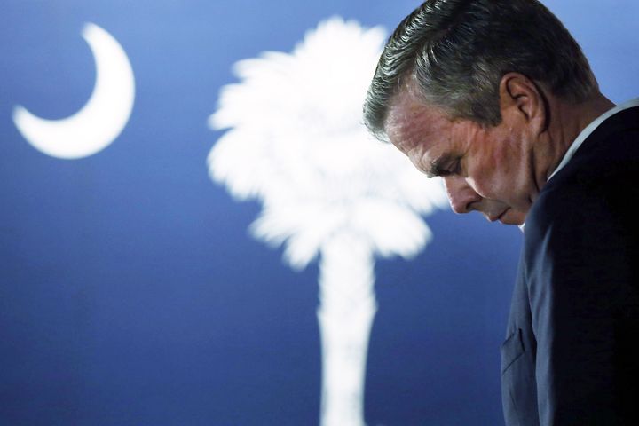 Jeb Bush is seen remembering who and where he is.