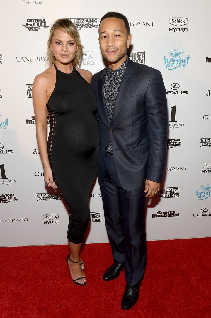 Chrissy Teigen and John Legend looking great at the Sports Illustrated Swimsuit 2016 Swim BBQ VIP on Wednesday. 