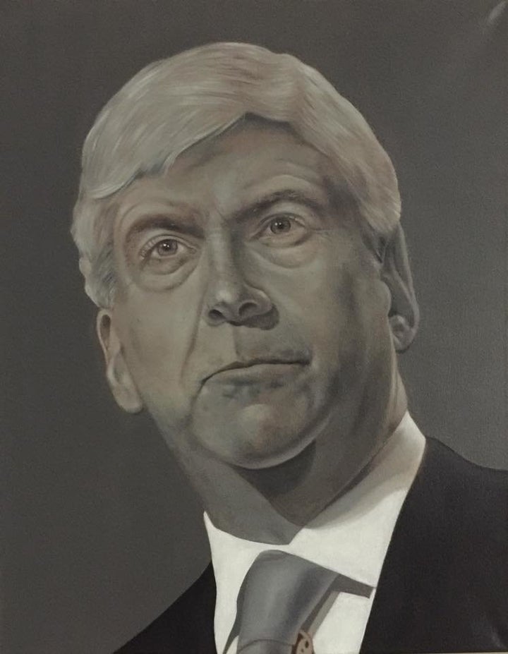 Artist Michael Dykehouse used lead paint to create "Lead Head," a portrait of Michigan Gov. Rick Snyder (R), as a response to