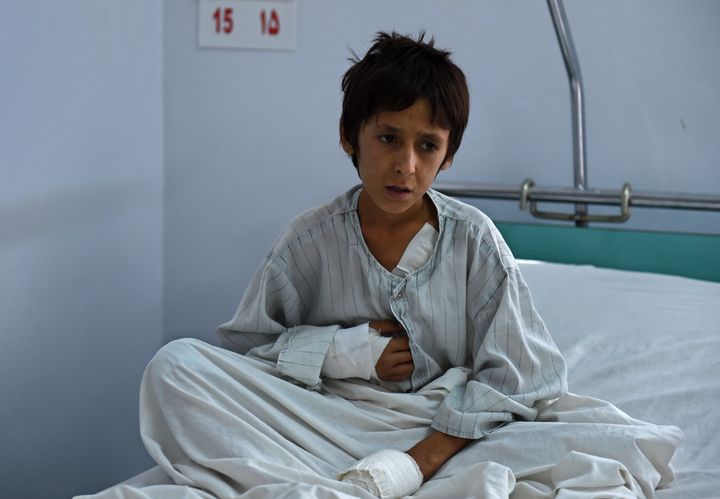 This Afghan boy was among those wounded in the U.S. airstrikes on the Doctors Without Borders hospital in Kunduz, who was later treated in Emergency.