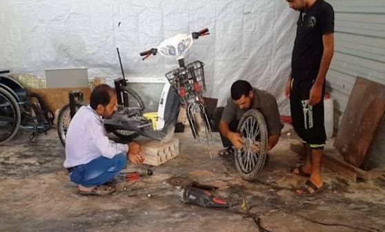 Muhamad Harb got help from the community at Zaatari as he was building his wheelchair. 