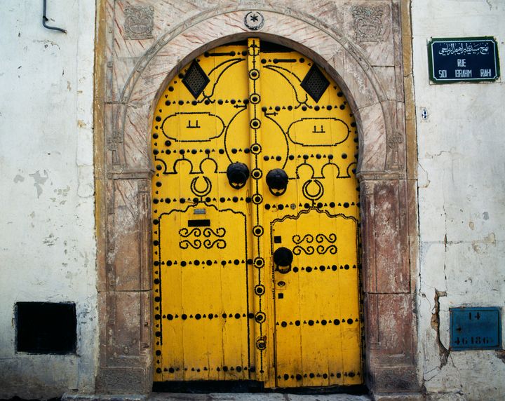 Door of a building in the Tunis medina, Tunis, Tunisia.