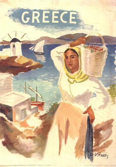 Greece original vintage travel poster