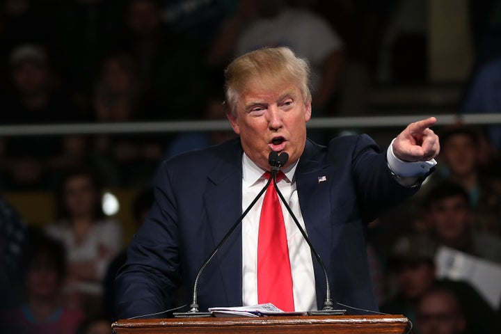 Republican presidential candidate Donald Trump speaks on February 17, 2016 in Sumter, South Carolina.