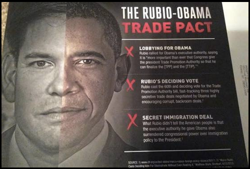 Cruz's team has pushed out mailers that seemingly darken Sen. Marco Rubio's (R-Fla.) skin while tying him to President Barack Obama.