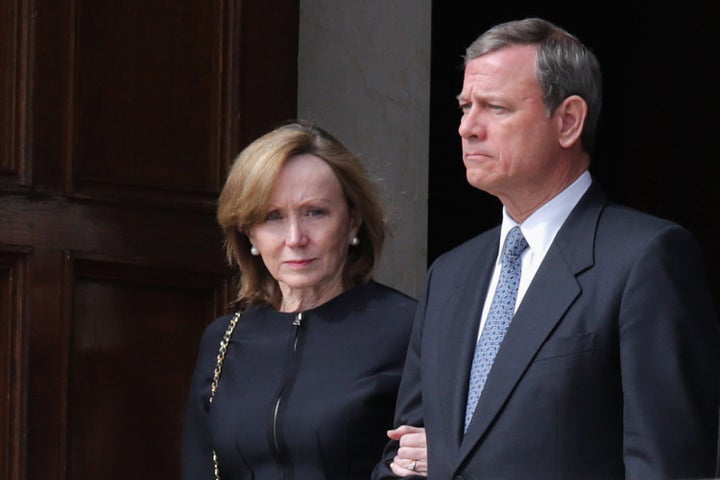 Chief Justice John Roberts and his wife Jane leave the Basilica of the National Shrine of the Immaculate Conception following the funeral of Justice Antonin Scalia on Feb. 20. 