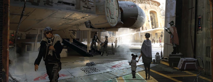 A real-life Millennium Falcon ship will greet visitors at Disney's Star Wars Lands.