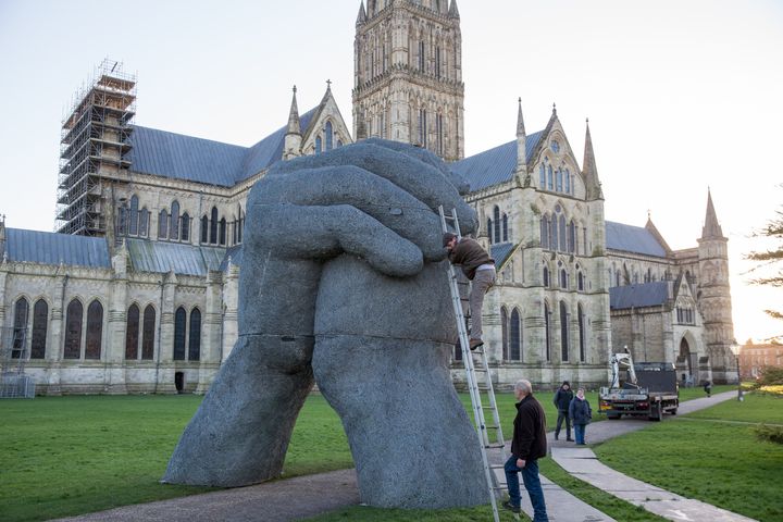 "The Kiss" was moved because people kept bumping into it while busy texting.