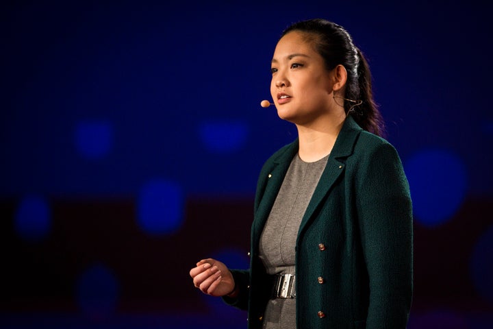 Amanda Nguyen, founder of Rise, speaks at a TED conference in Vancouver in February 2016.