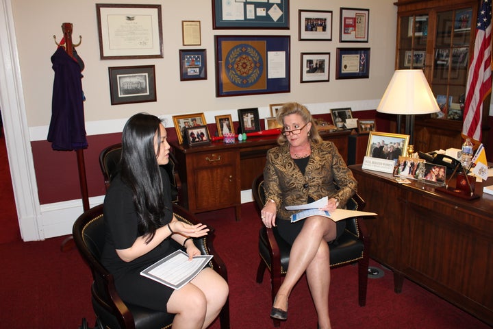 Amanda Nguyen meets with Rep. Ann Wagner (R-Mo.) in Washington, D.C., as part of lobbying in favor of a rape victims' bill of rights. 