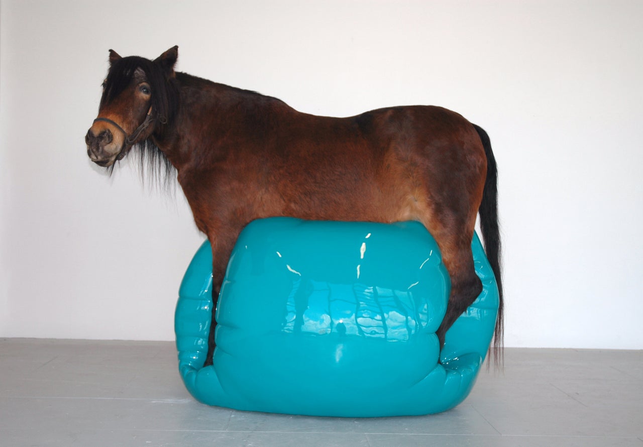 Soheila Sokhanvari, "Moje Sabz," 2011, taxidermy, fibreglass, jesmonite blob, automobile paint, 170 x 230 x 140 cm.