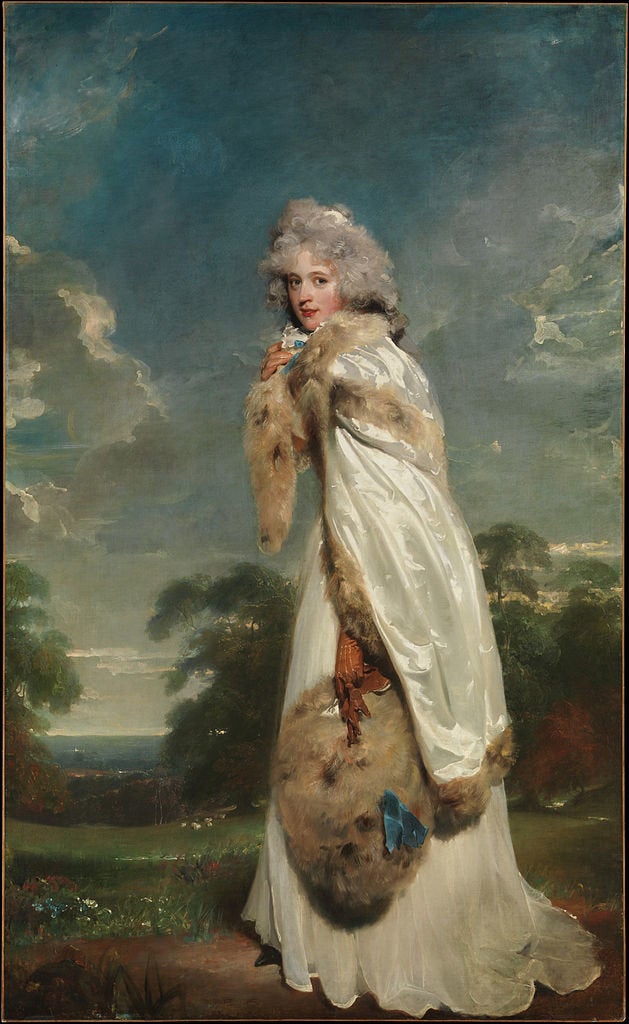 Sir Thomas Lawrence, "Portrait of Elizabeth Farren," 1791, oil on canvas, 238.8 × 146.1 cm (94 × 5