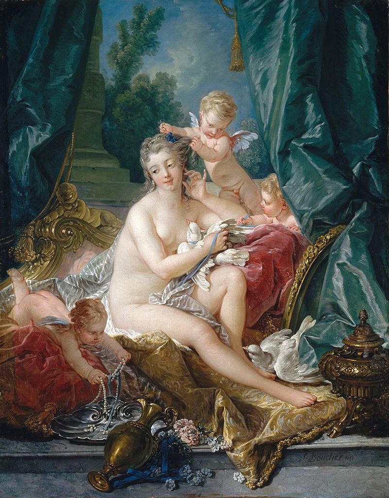 Francois Boucher, "The Toilet of Venus," 1751, oil on canvas, 108 × 85 cm (42.5 × 33.5 in), Metrop
