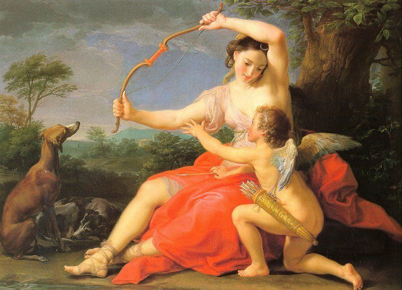 Pompeo Batoni, "Diana & Cupid," 1761, oil on canvas, Metropolitan Museum of Art Gallery 620