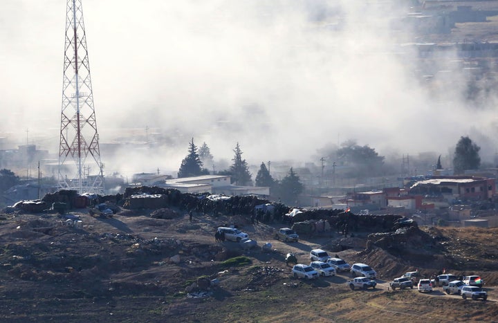 Smoke rises after Kurdish forces battle Islamic State militants on November, 12. A 16-year-old Swedish girl rescued