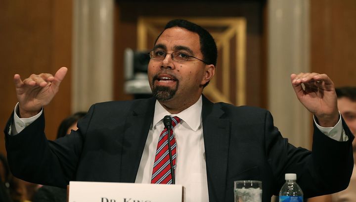 Dr. John King speaks during his Senate confirmation hearing to become Education secretary on Feb. 25.