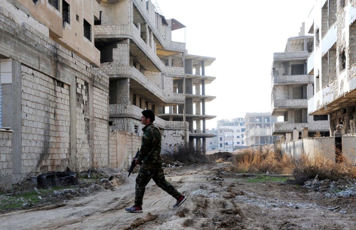 The truce does not apply to jihadist groups such as Islamic State and the al Qaeda-linked Nusra Front. Here, a Syrian soldier
