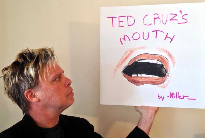 Tom Miller is staring at Ted Cruz's mouth for two hours as an art project.