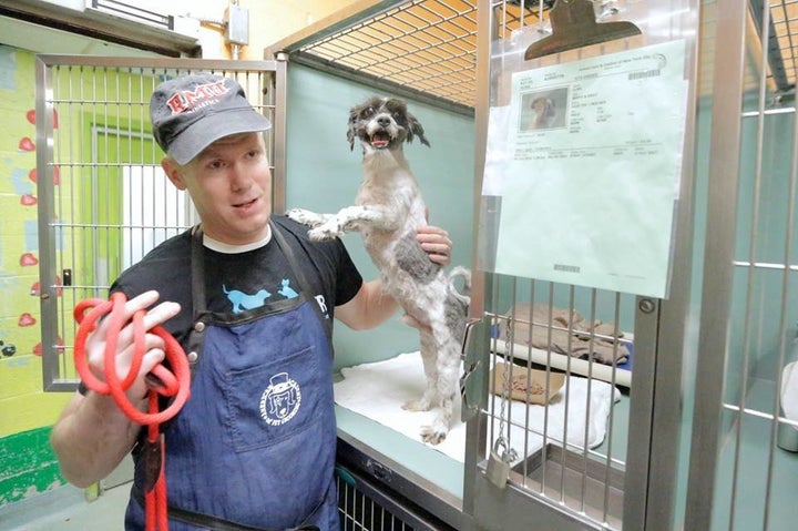 Mark Imhof and a freshly groomed little guy.