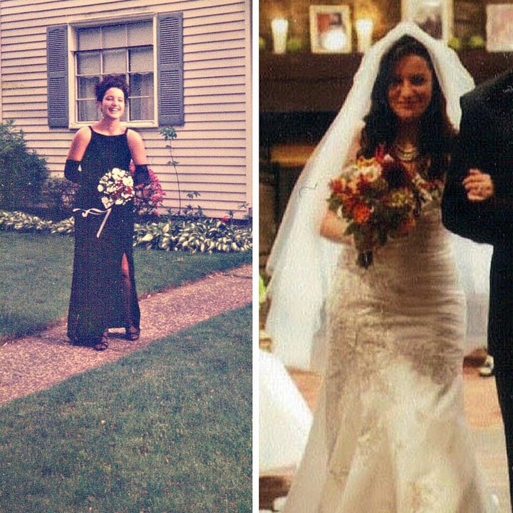 The author before her prom and on her wedding day.