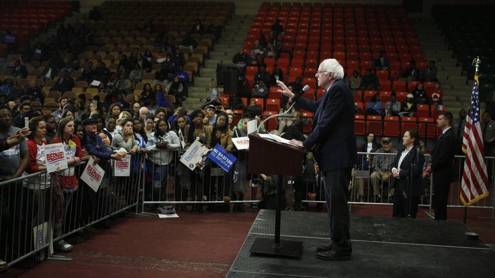 Sen. Bernie Sanders, an independent from Vermont and a 2016 Democratic presidential candidate, speaks during a campaign