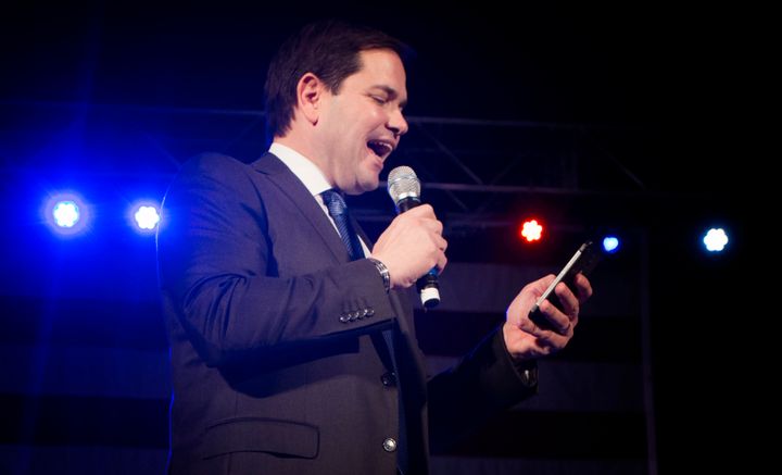 Marco Rubio read Donald Trump's tweets at a rally on Friday.