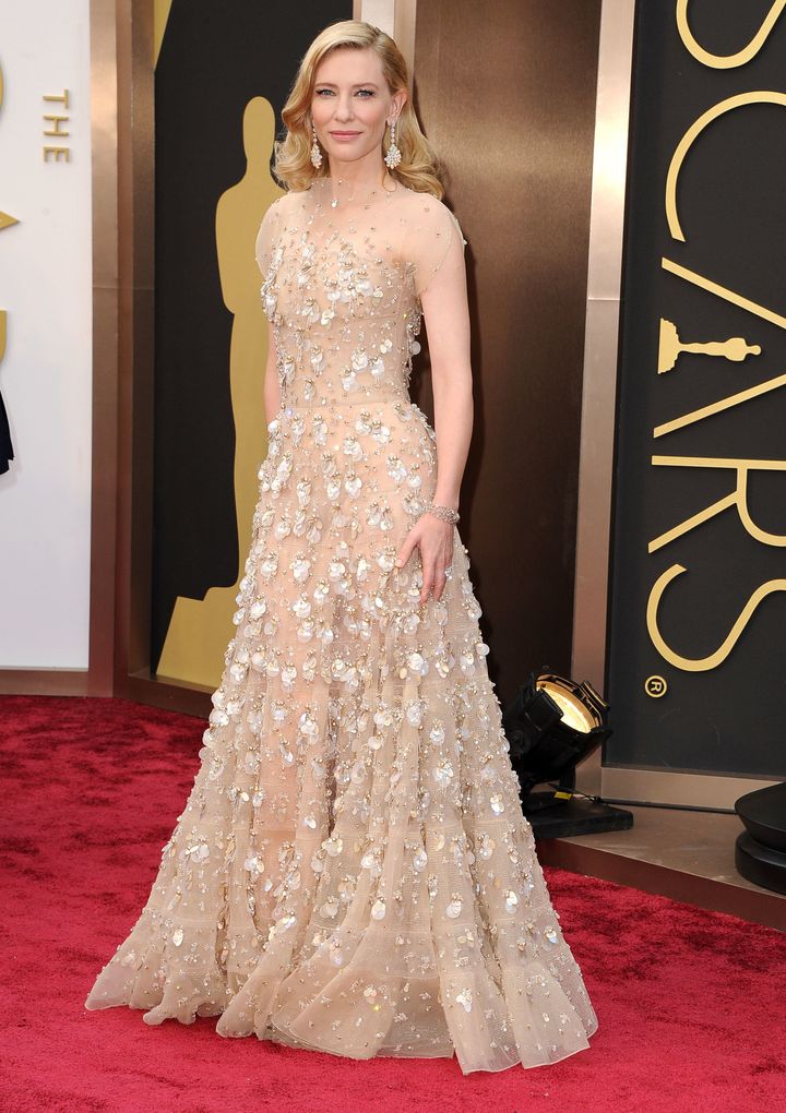 Cate Blanchett arrives at the 86th Annual Academy Awards.