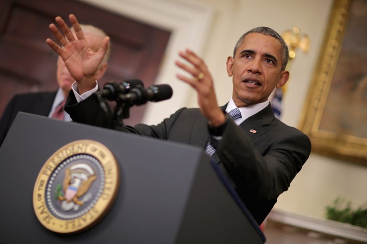 President Barack Obama makes a statement about his plan to close the detention camp at the Guantanamo Bay Naval Base and relocate the terrorism suspects there to the United States in the Roosevelt Room at the White House on Feb. 23.