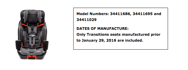 Evenflo car clearance seat recall