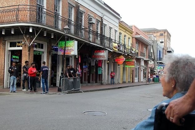 Norma checking out Bourbon Street in New Orleans.