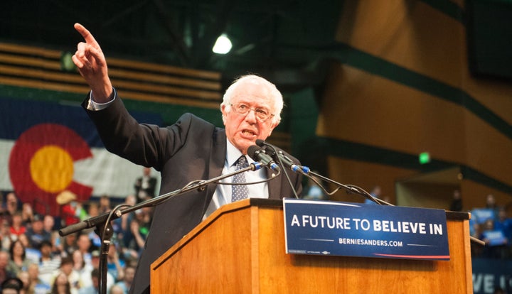 Sen. Bernie Sanders (I-Vt.) speaking at a rally in Ft. Collins, Colorado on Feb. 28, a state with a caucus on Tuesday. He is under pressure to show he can win outside of New England.