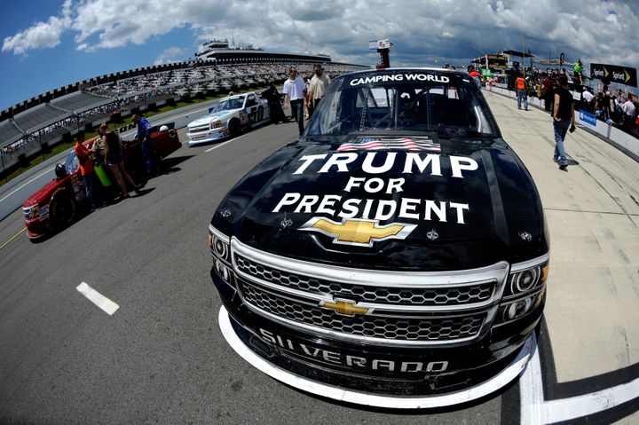 Korbin Forrister, a NASCAR truck driver, endorsed Trump on his truck in August. NASCAR's CEO and four other drivers endorsed Trump on Monday.
