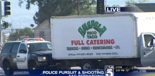 Police surround the stolen taco truck.