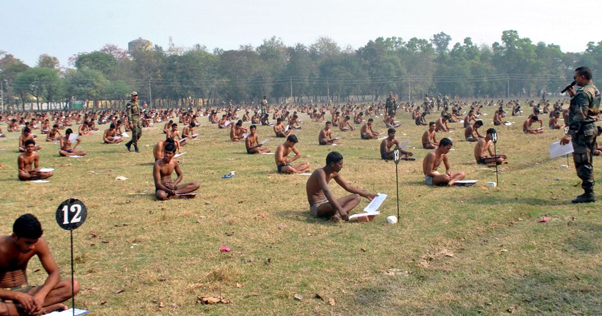 Indian Army Hopefuls Take Exams In Underwear