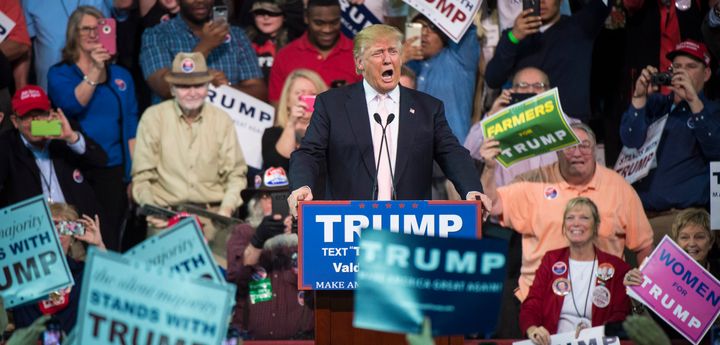 Republican presidential front-runner Donald Trump speaks during a campaign event in Valdosta, Georgia, Feb. 29, 2016.