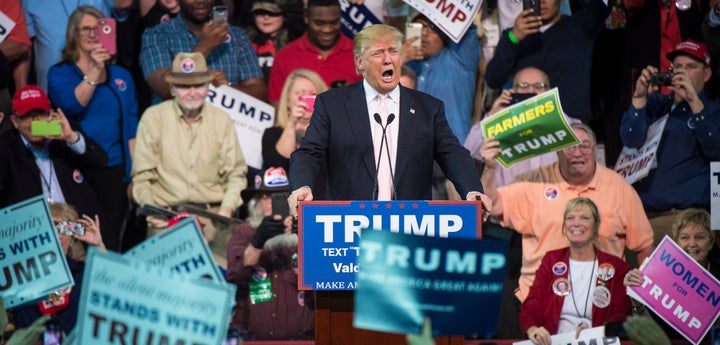 Republican presidential front-runner Donald Trump speaks during a campaign event in Valdosta, Georgia, Feb. 29, 2016.