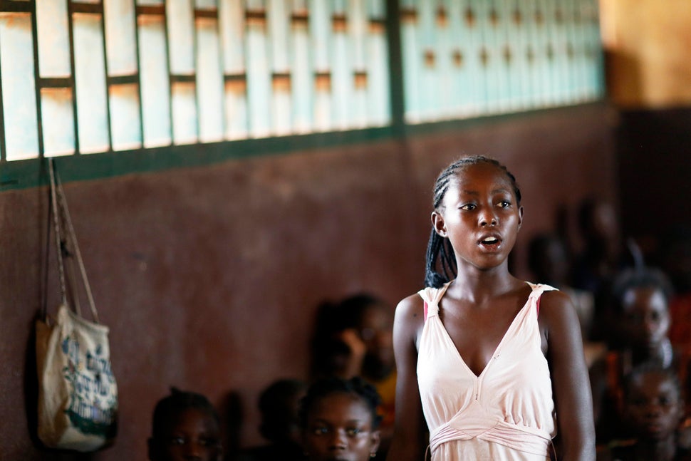 A student stands in a classroom at a school in&nbsp;the capital city of Bangui, Central African Republic on March 12, 2014.