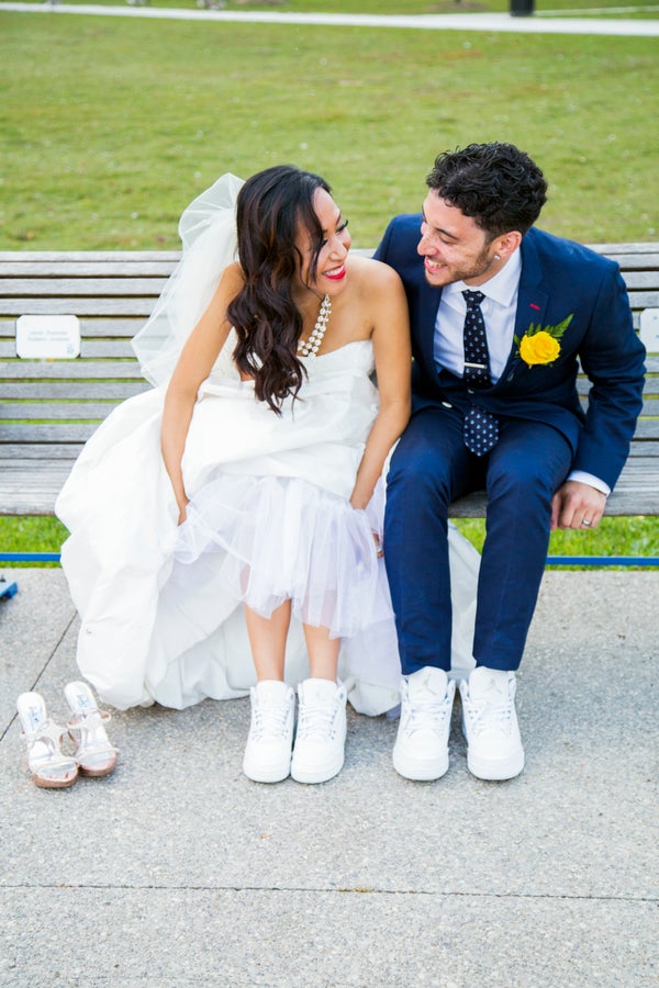 bride wearing shoes