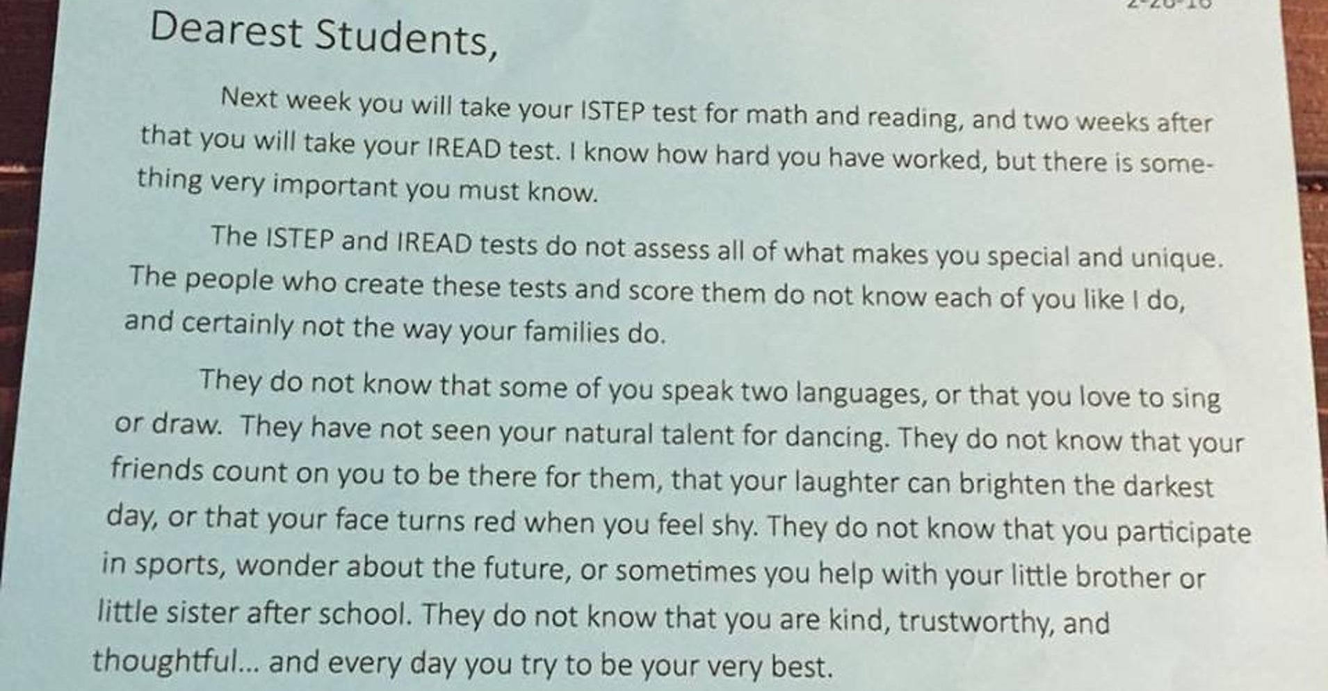 'These Tests Don't Define You': Third-Grade Teacher Pens 'These Tests Don't Define You': Third-Grade Teacher Pens