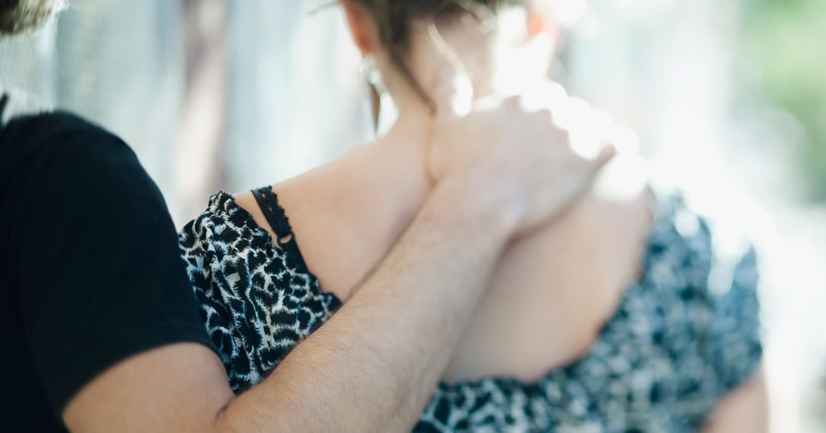 Her shoulders. Hand on Shoulder. Put hand on a Shoulder. Woman's hands on Shoulders.