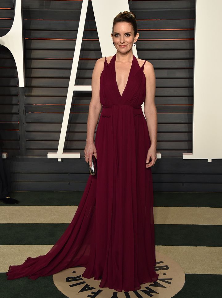 Actress Tina Fey arrives at the 2016 Vanity Fair Oscar Party on Feb. 28, 2016.
