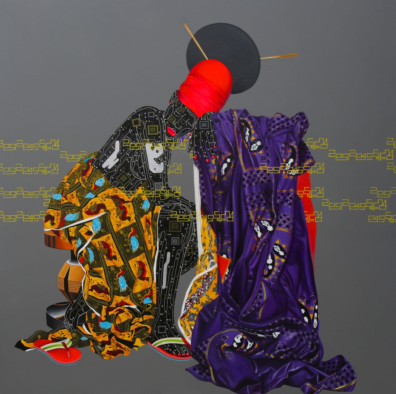 Abandonn¬s, Eddy Kamuanga Ilunga, 2015, Acrylic and oil on canvas, 200 x 200 cm