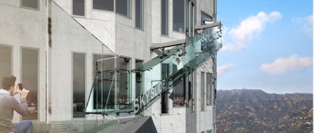How's this for a view? Thrill seekers will soon be able to slide down a glass slide perched outside Los Angeles' U.S. Bank Tower.