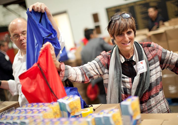 Rep. Rosa DeLauro (D-Conn.), along with other House Democrats, denounced House Speaker Paul Ryan's newly created GOP Task Force on Poverty. In this photo, she works at a food bank in Charlotte, North Carolina.