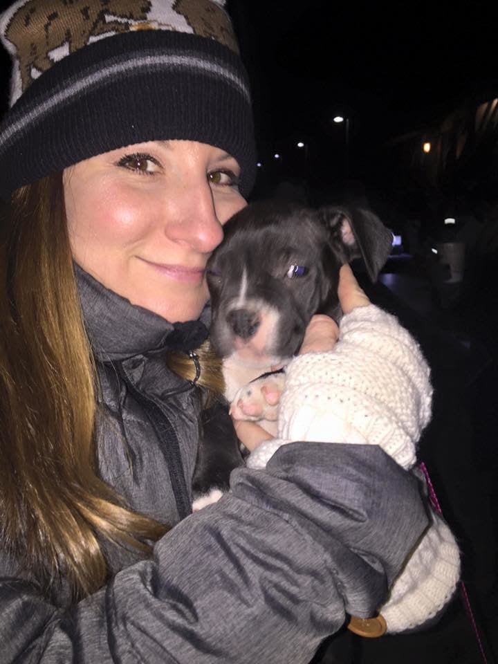 Green with Diamond, the pup of a homeless man who found her abandoned in a dumpster when she was just seven months old. My Dog Eats First and Kentucky Humane Society spayed her and provided her with vaccinations.