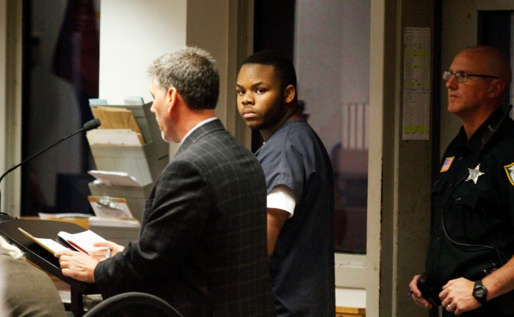 Malachi Love-Robinson at a court hearing on Wednesday at the Palm Beach County Court Criminal Justice Complex in West Palm Beach, Florida.