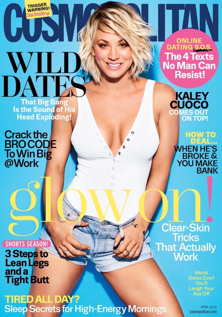 Kaley Cuoco on the cover of Cosmopolitan's April 2016 issue. 