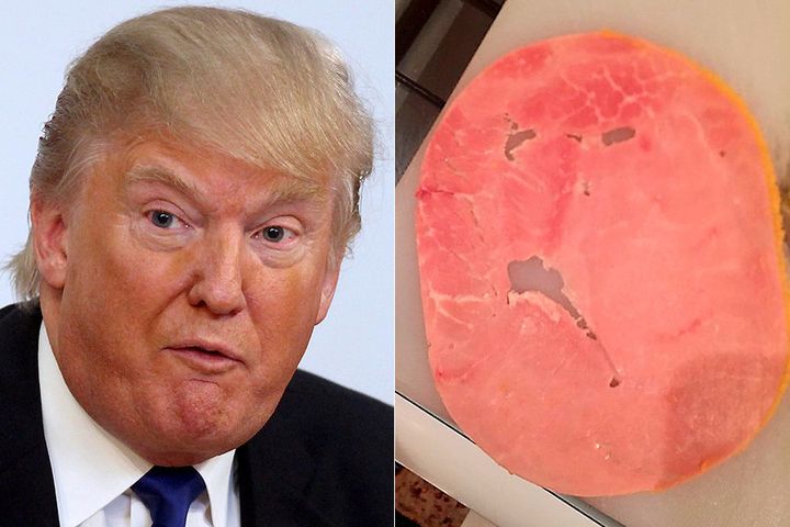 A British man found a piece of ham that he thinks looks amazingly like Donald Trump.